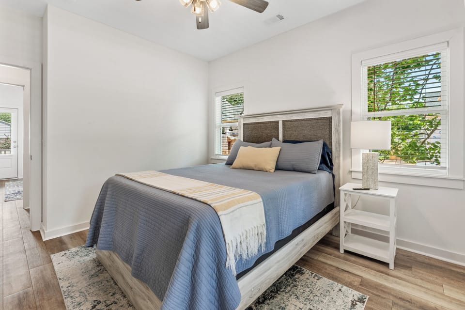 Upstairs Queen Suite with front balcony