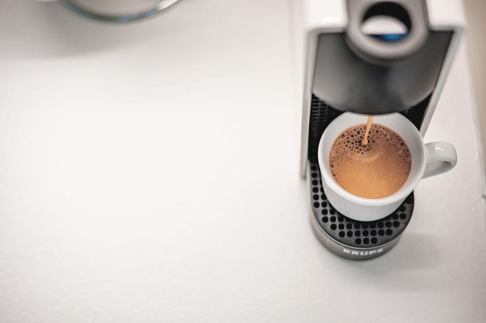Complimentary Nespresso capsules (and tea bags) are provided with every stay.
