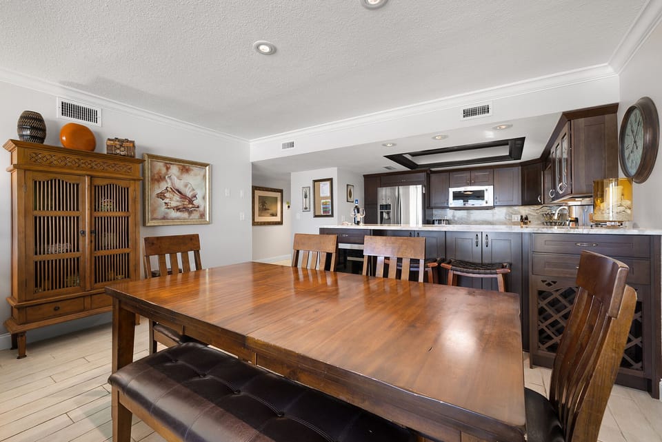 Dining area with inviting hardwood table and easy seating for six