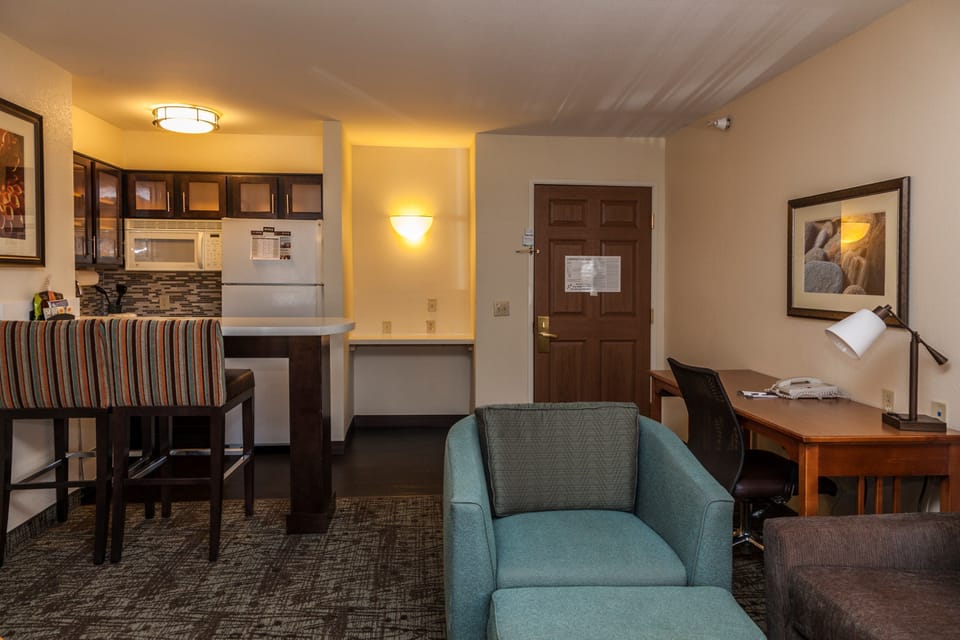Kick back your feet and relax in the cozy living area.
