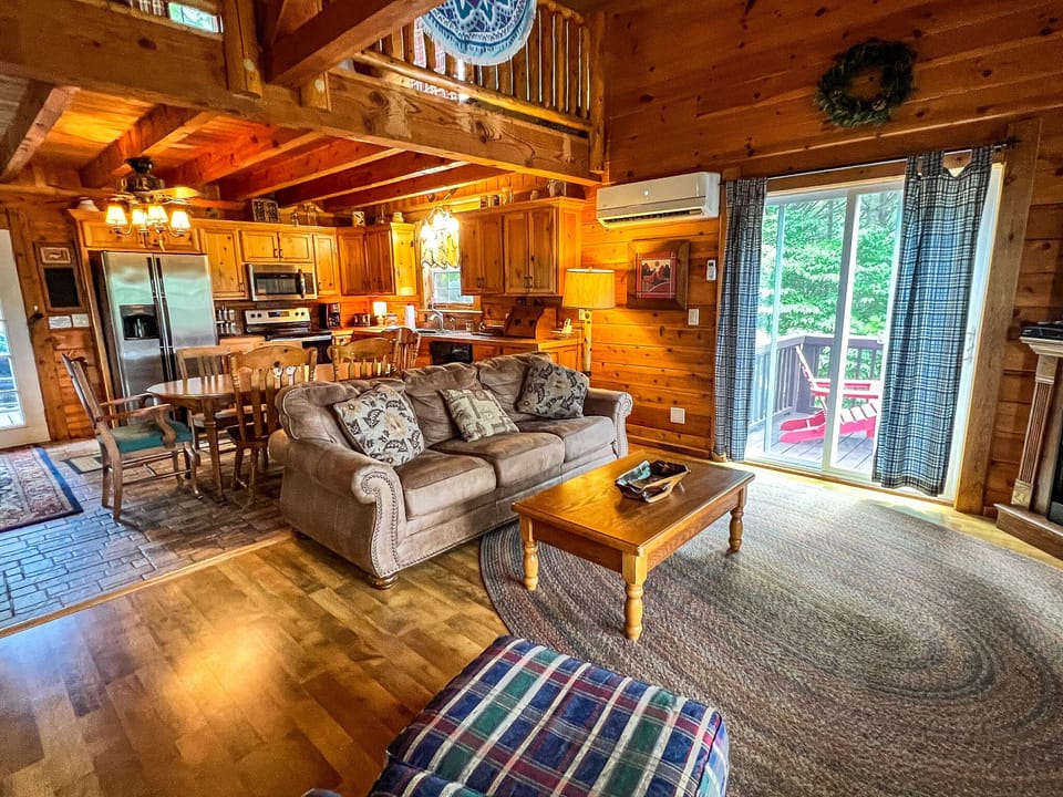 The living area offers easy access to the deck.