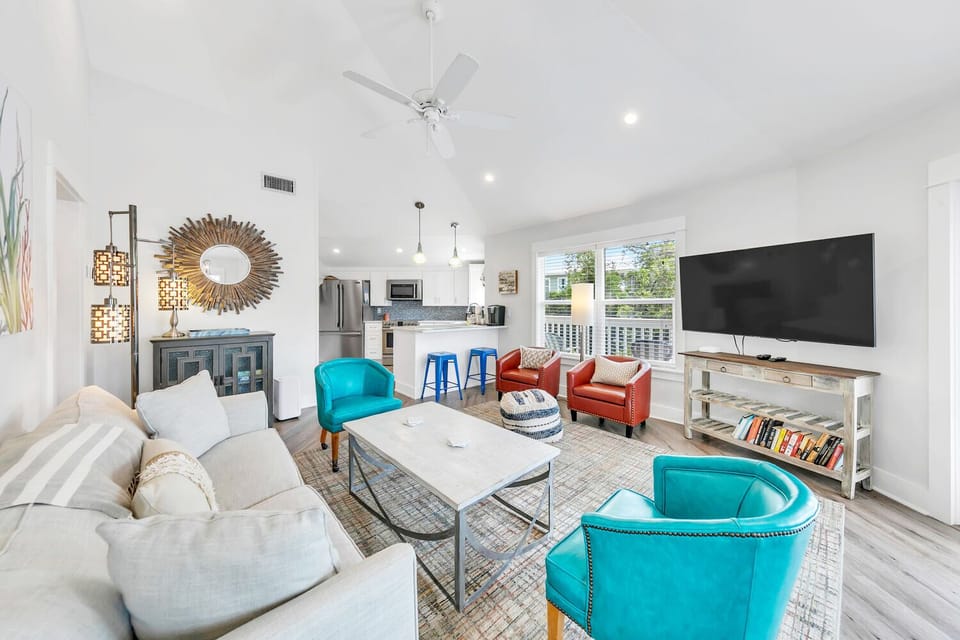 Enjoy a movie on the flat screen TV