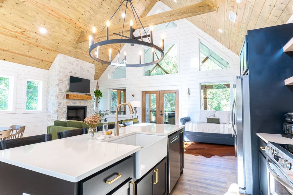 A large farmhouse sink gives you plenty of room to wash dishes...or keep stacking them to do them "later"...