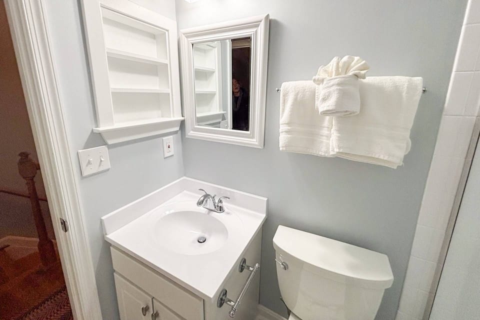 There is a set of towels ready for every guest.