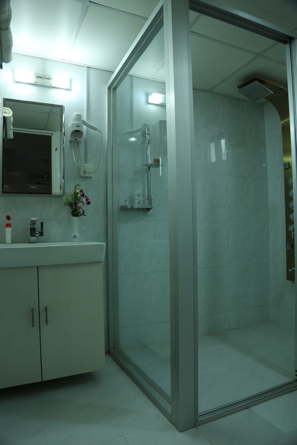 Hair dryer, towels