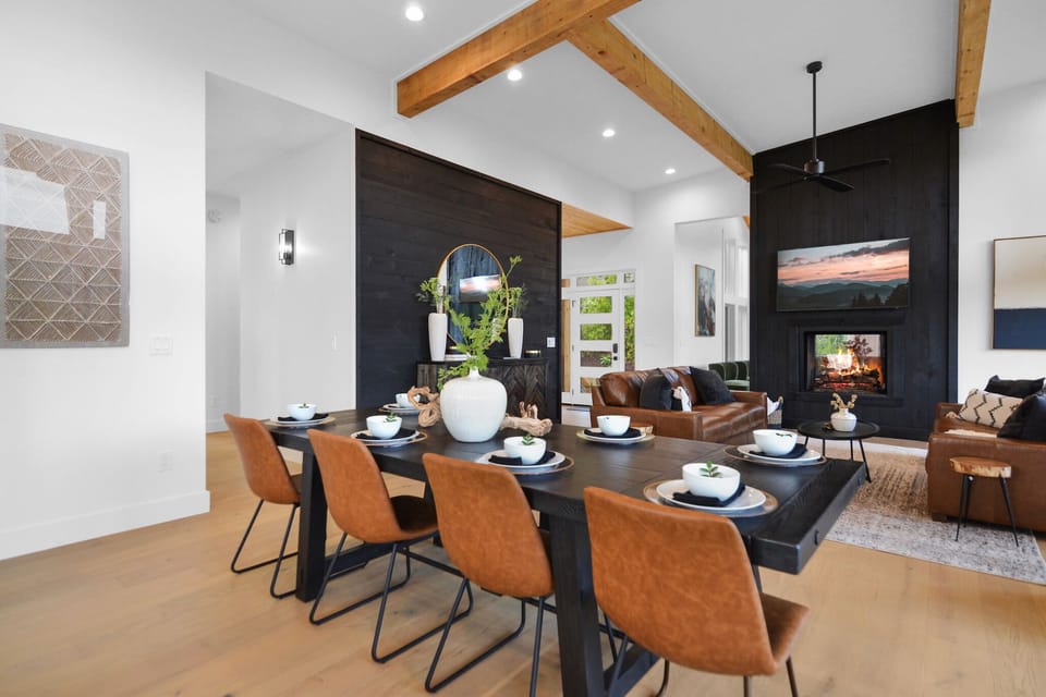 Gather, laugh, and dine in the stylish cabin dining space