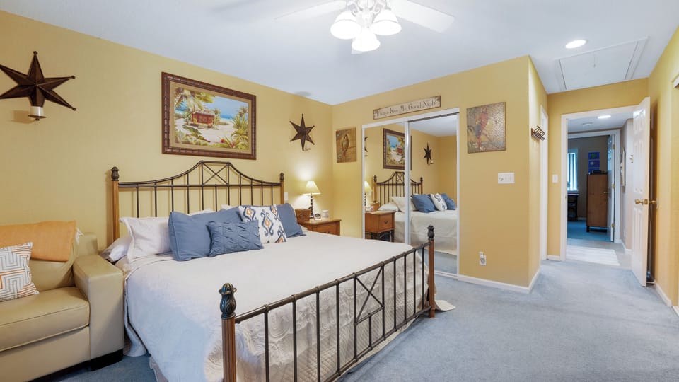 King size bedroom walk out to deck