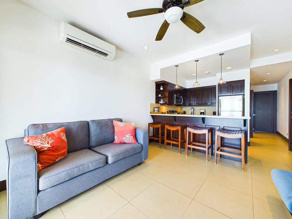 Second living area with comfortable sofa bed