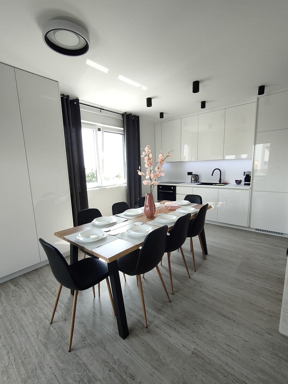 Spacious kitchen with dining space