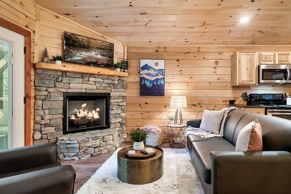 Gas fireplace and Roku TV