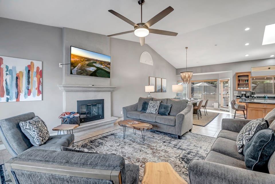 Living Room with Comfortable Seating and Smart TV