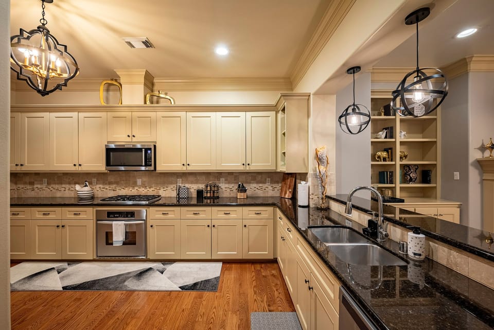 Large kitchen with kitchenware and tools for your cooking