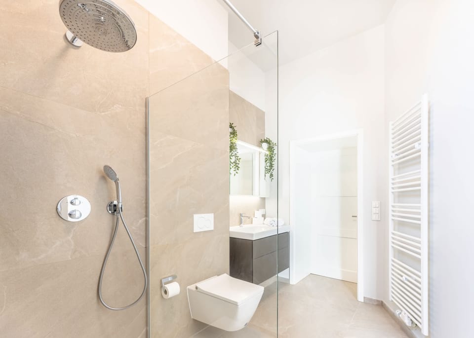 Refresh and rejuvenate in our modern walk-in shower.