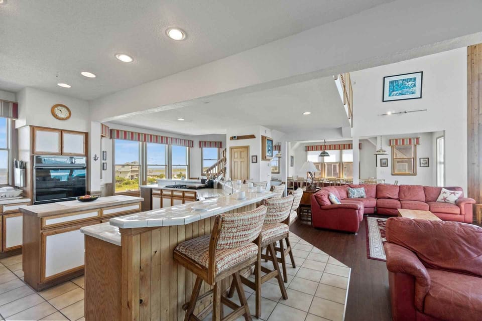 Pull up a stool at the 10-person breakfast counter to watch the chef work their magic, or for extra dining seats.