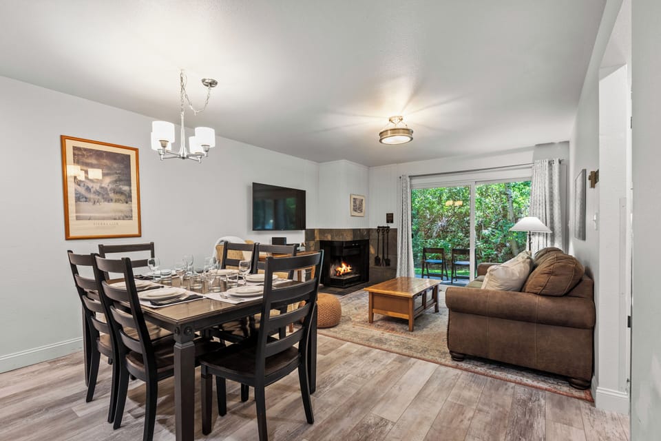 The dining table offers seating for 6 guests.