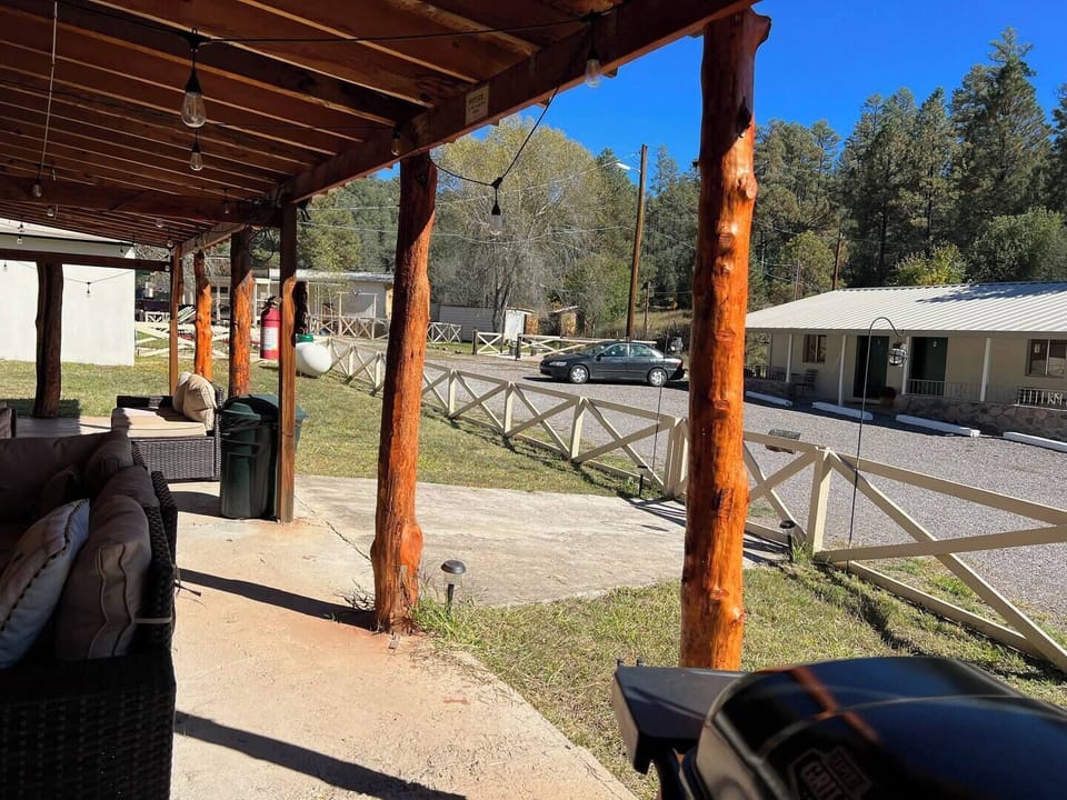 Looking across the parking lot from the hospitality pavilion.
