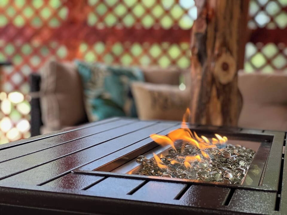 Fire pit tables available for your use in the hospitality pavilion