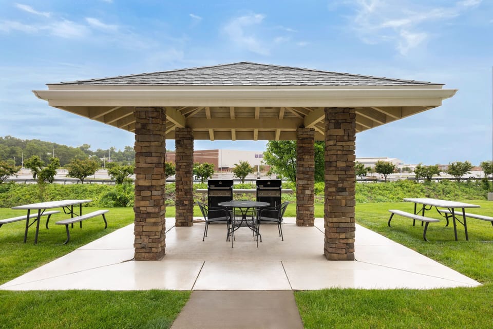 Outdoor BBQ gazebo perfect for warm-weather grilling and relaxation.