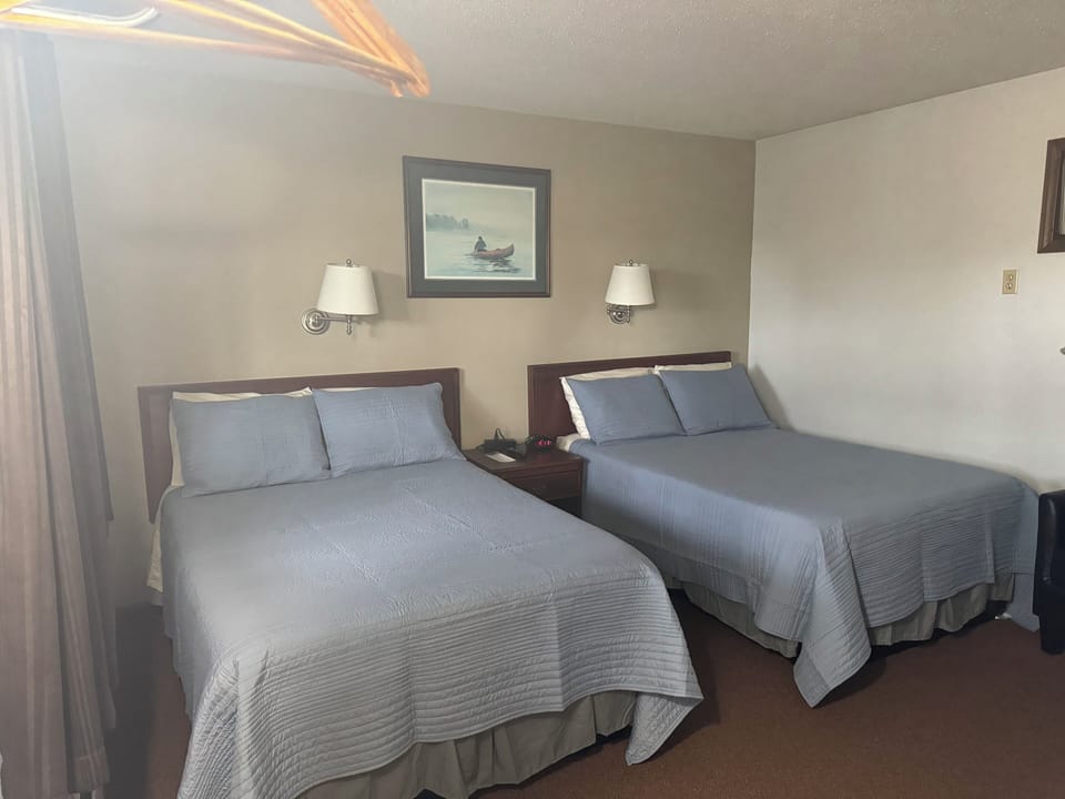 Desk, laptop workspace, blackout drapes, free WiFi