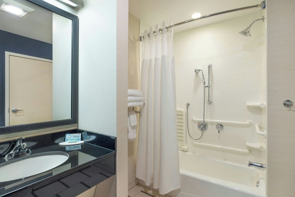Free toiletries, hair dryer, towels