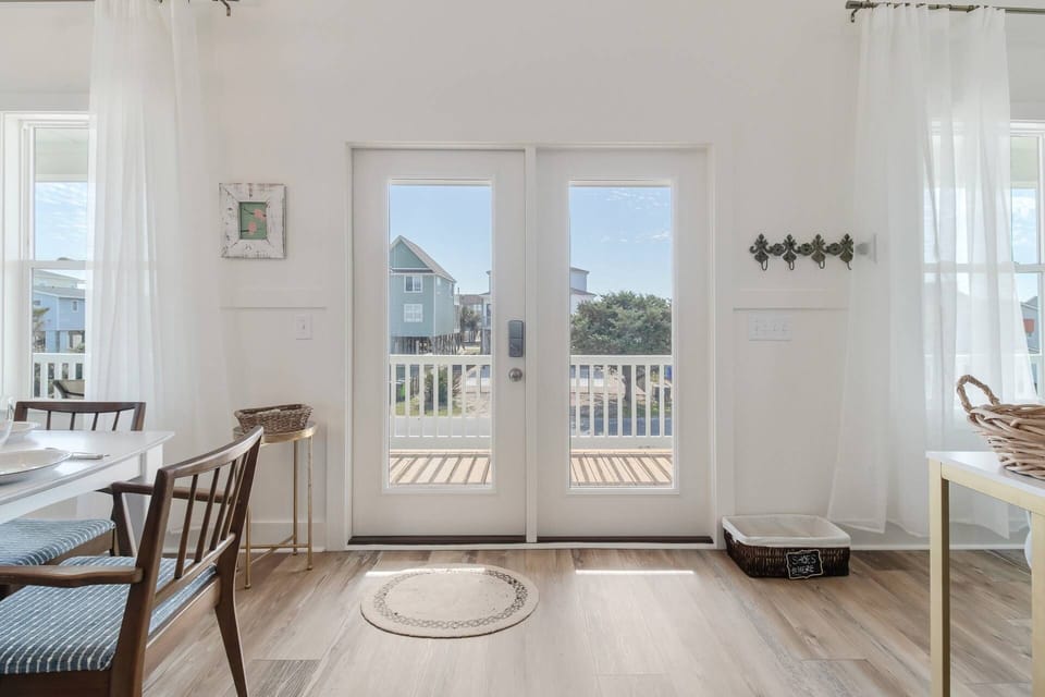 Double glassed doors allow lots of natural light.
