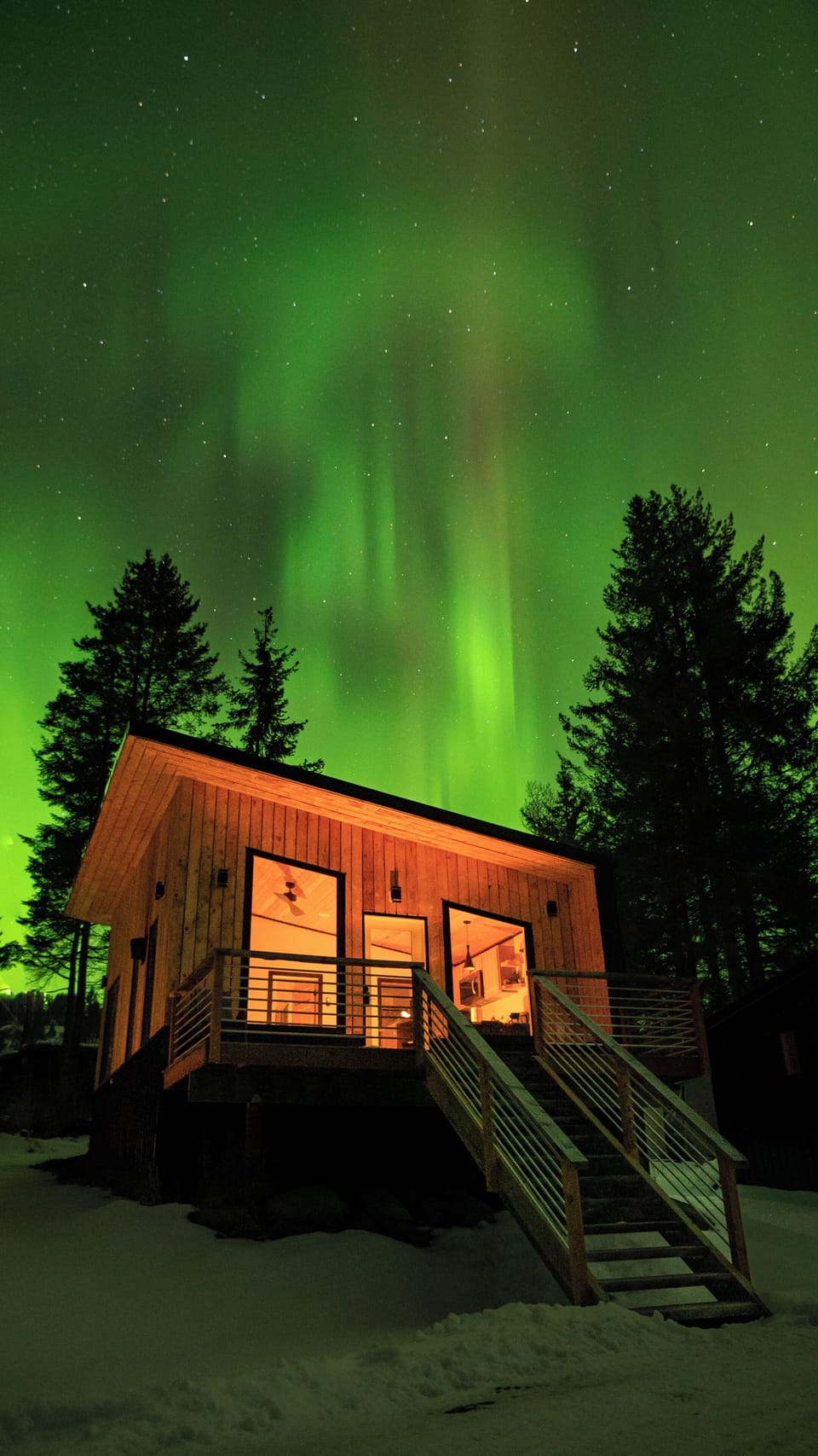 Northern lights display at the Slope Cabin
