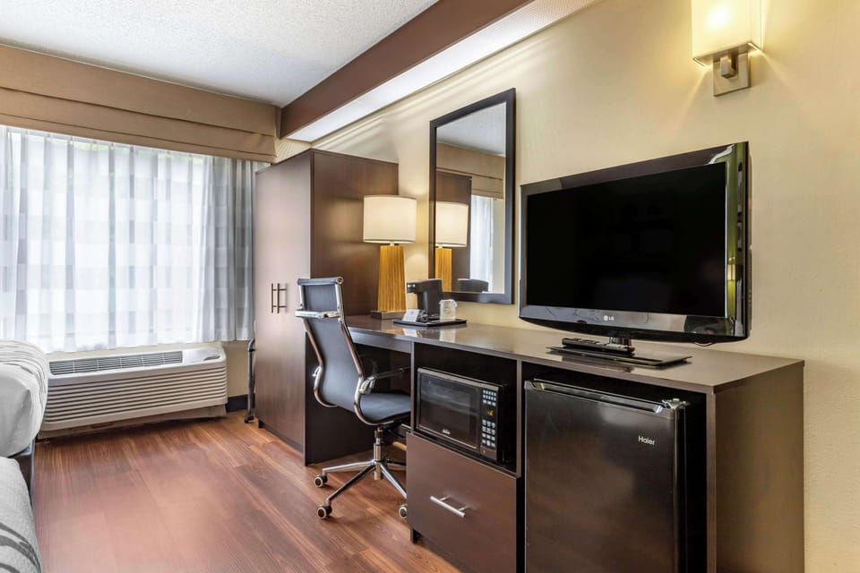 Standard Room, 2 Queen Beds, Non Smoking | Desk, laptop workspace, blackout drapes, iron/ironing board