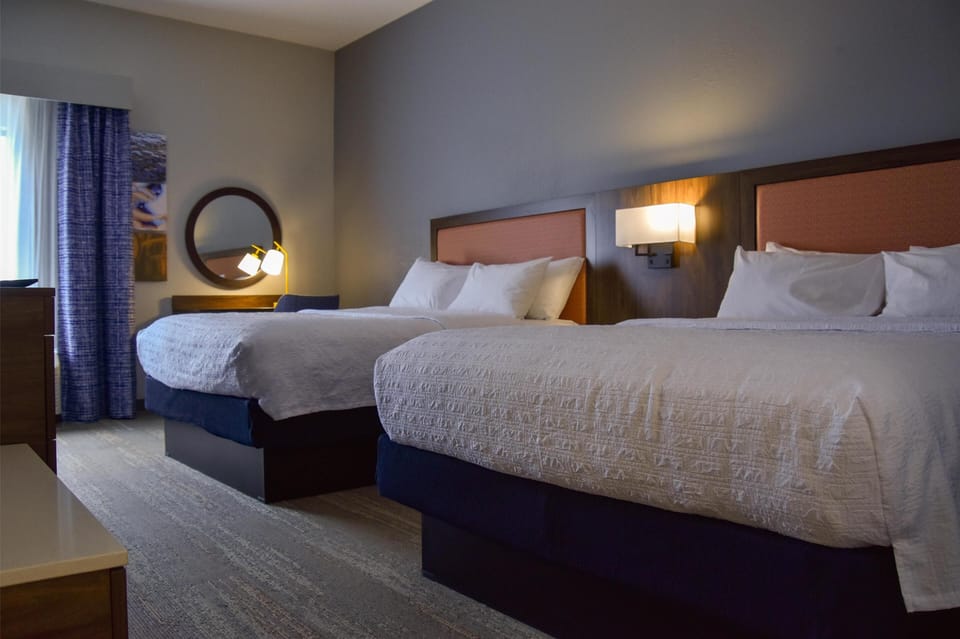 Room, 2 Queen Beds, Non Smoking (Peloton) | Desk, laptop workspace, blackout drapes, iron/ironing board