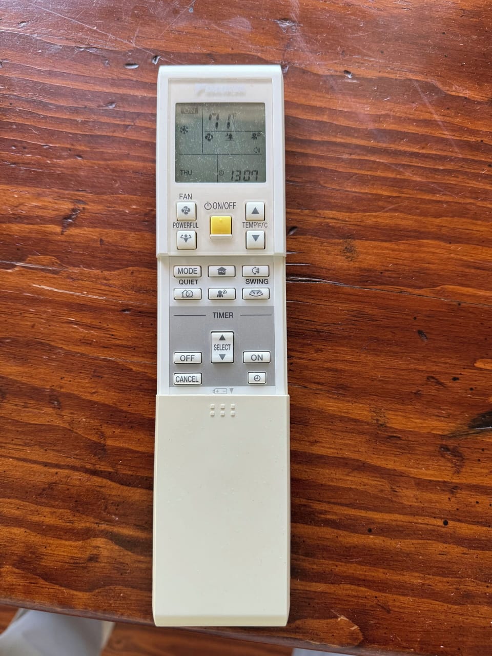 For cool, press MODE to show "snowflake" 
For heat , press MODE to show "sun"
