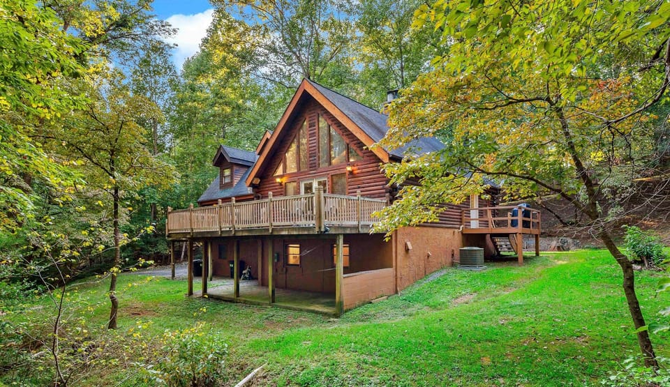 Large deck on the back of the home