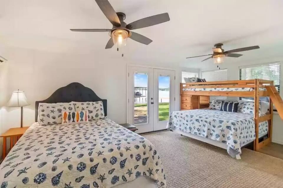 Guest house beds. Full and bunk bed with queen bottom and twin top. 