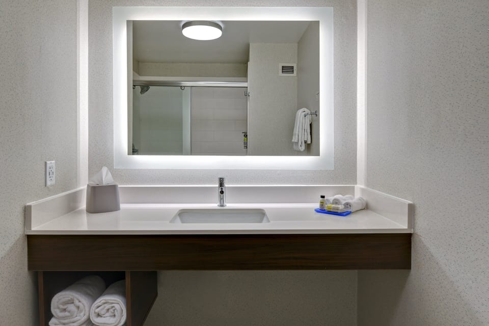In-room safe, desk, iron/ironing board, cribs (free)