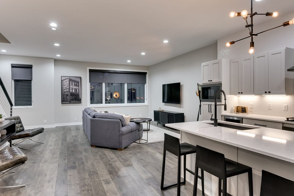 Kitchen and living areas