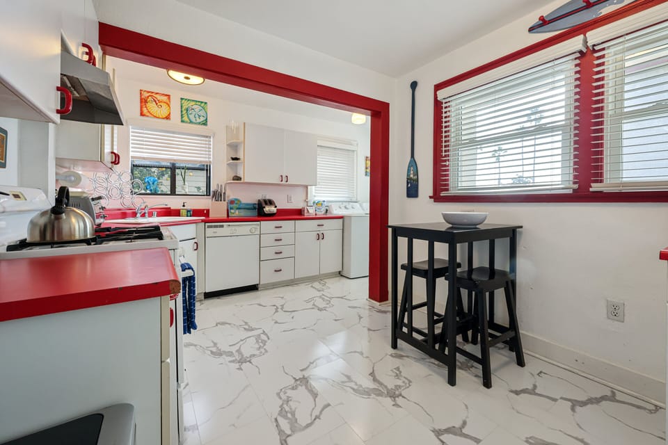 Barstool seating for 2 in the kitchen.