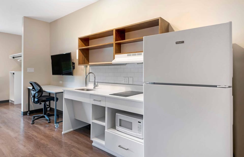 Studio, 1 Queen Bed, Accessible, Non Smoking | Private kitchen | Full-size fridge, microwave, stovetop, coffee/tea maker