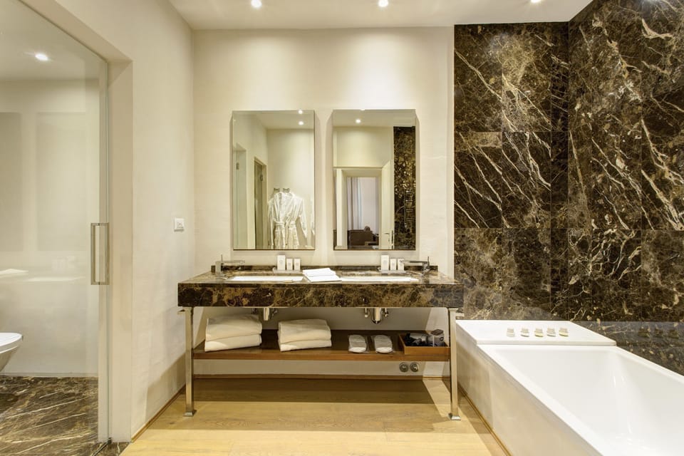 Free toiletries, hair dryer, bidet, towels