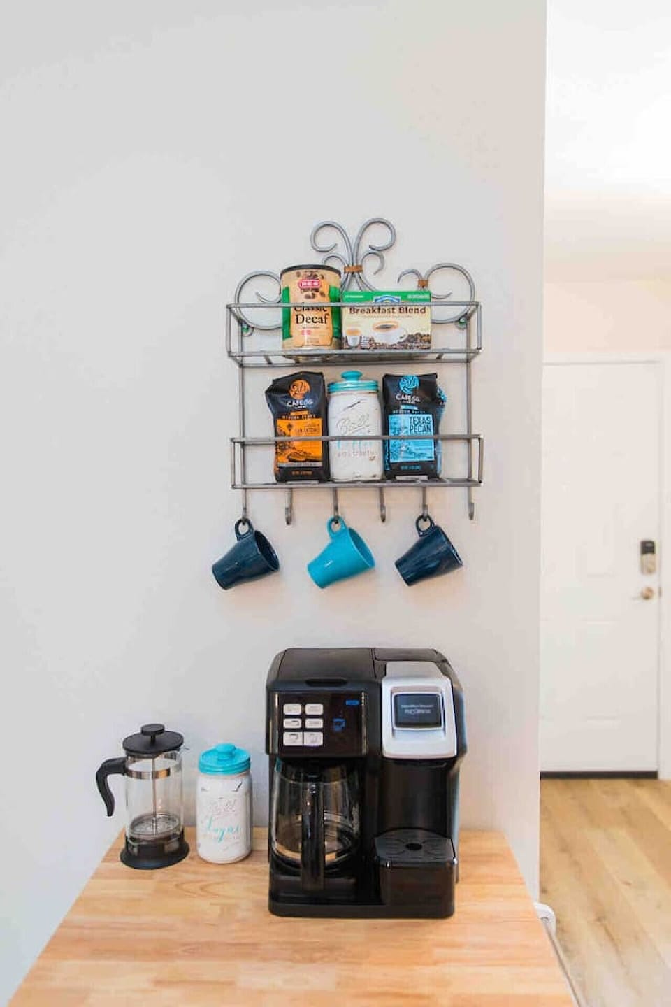 Ground regular and decaf coffee provided