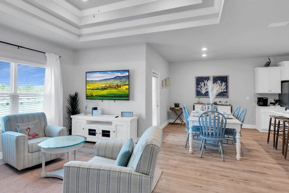 A thoughtfully designed living space offers seating and comforts for you and your family/friends.