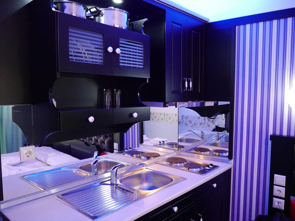 Standard Studio with Garden View | Private kitchen | Fridge, stovetop, coffee/tea maker, electric kettle