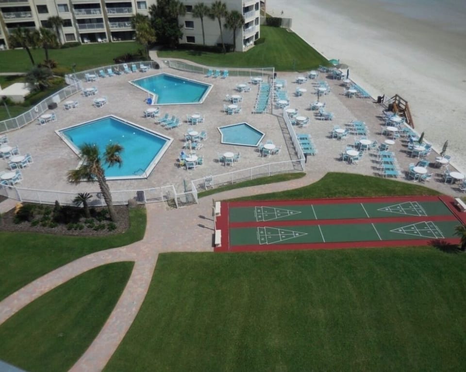 Shuffle board and sun deck. 