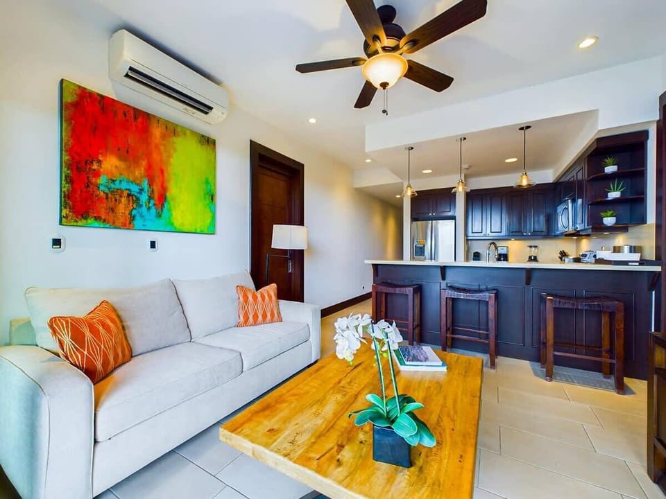 Living area with comfortable sofa