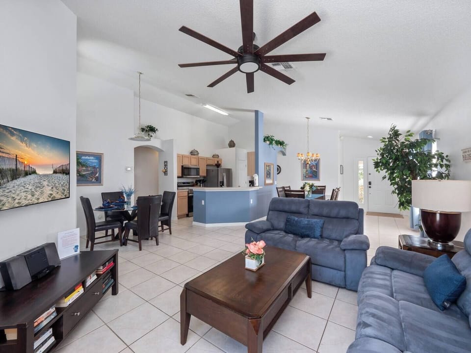 FAMILY ROOM WITH 55" CEILING FAN, 70" TV