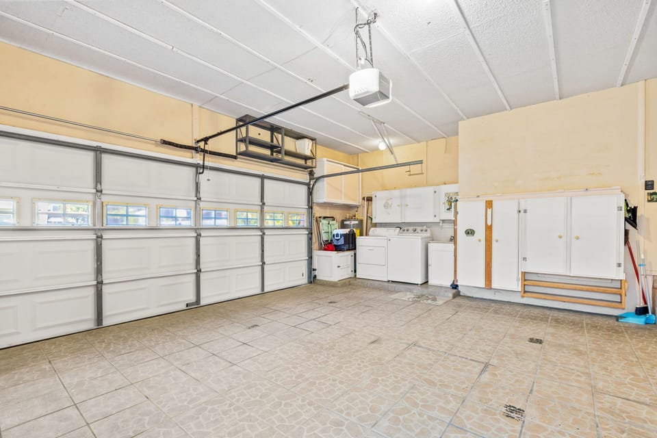 washer and dryer in gargage