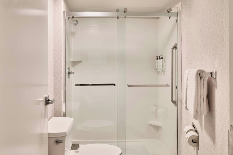 Combined shower/tub, hair dryer