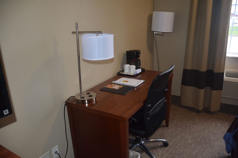 1 bedroom, desk, blackout drapes, iron/ironing board