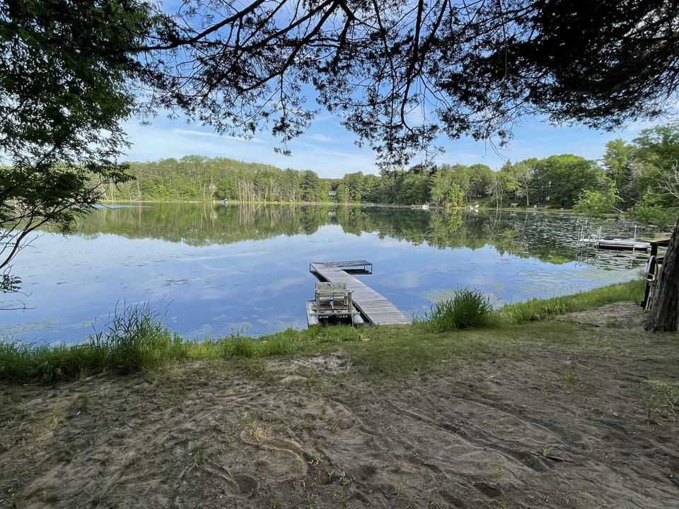 Sandy land in this part of the state - gradual slope to dock