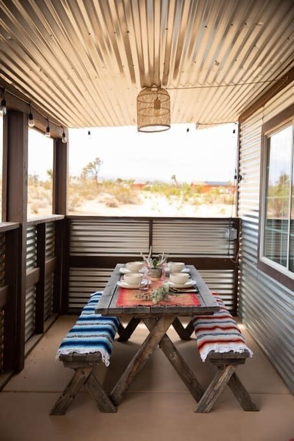 The outdoor dining table on the front patio is a great place to enjoy all your meals