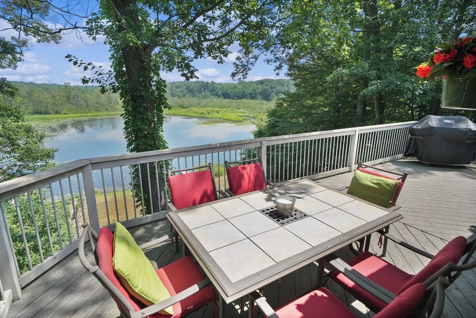 Beautiful view of pond off deck