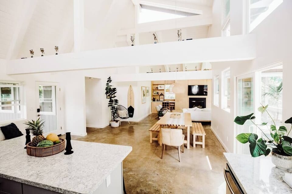 Kitchen to dining to living room, open floor plan