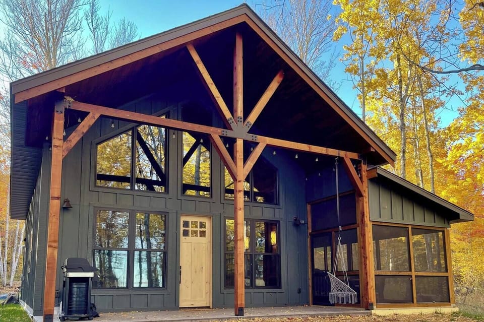 Just incredible design! These cedar beams give Cedar Ridge its name, and they're also a perfect frame for some incredible views into the woods and out to Lake Superior.